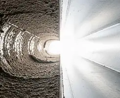 air duct cleaning services showing interior duct system inspection and cleaning in Huntsville, AL